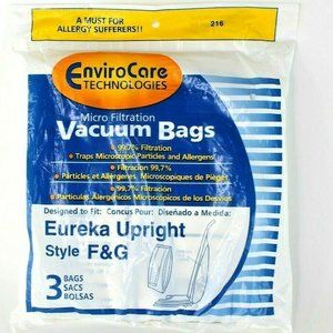 3PK, EUREKA F&G UPRIGHT-MICROLINED, PAPER BAGS, 216 Enviro Care Technologies NEW
